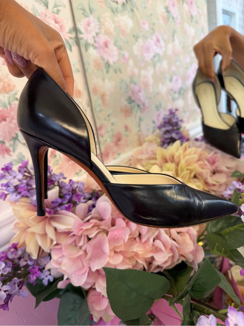 Y2K Celine Black Leather Pointed-Toe Slingback Pumps - Picture 3 of 4